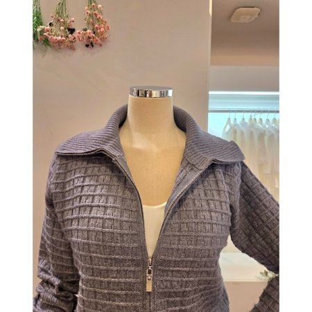 카라 와플 집업 가디건