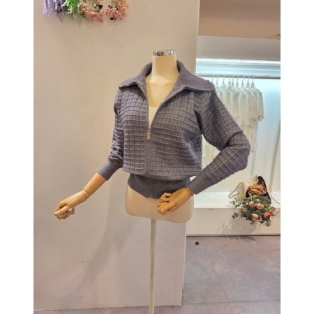 카라 와플 집업 가디건