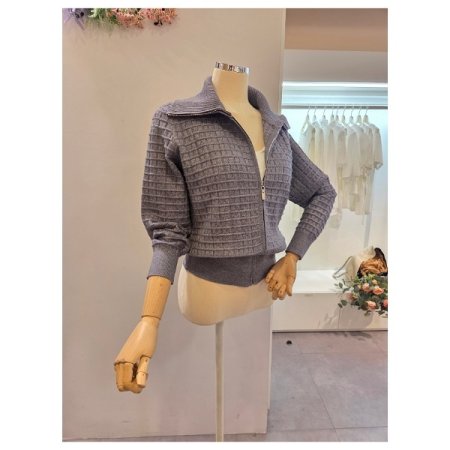 카라 와플 집업 가디건