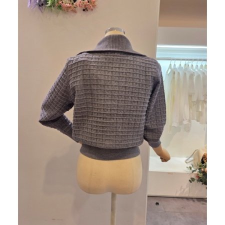 카라 와플 집업 가디건