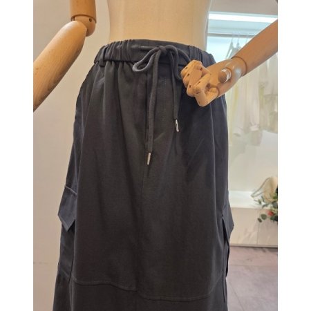 허리 밴딩 카고 롱 스커트