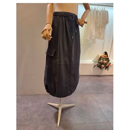 허리 밴딩 카고 롱 스커트