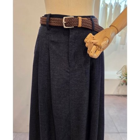 핀턱 롱 스커트 벨트 세트