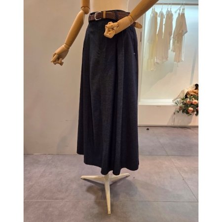 핀턱 롱 스커트 벨트 세트