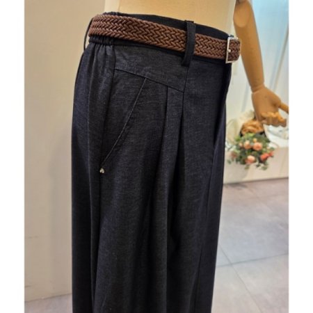 핀턱 롱 스커트 벨트 세트