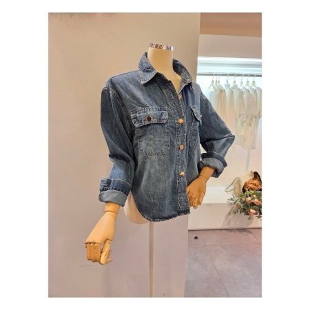 양포켓 워싱 데님 셔츠