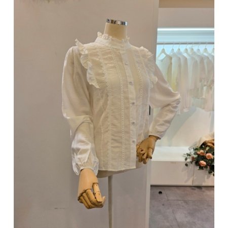 양 프릴 레이스 블라우스