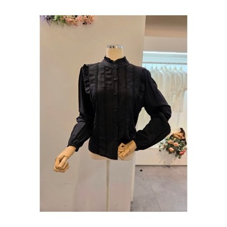 양 프릴 레이스 블라우스