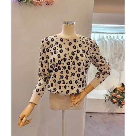 레오파드 라운드 니트