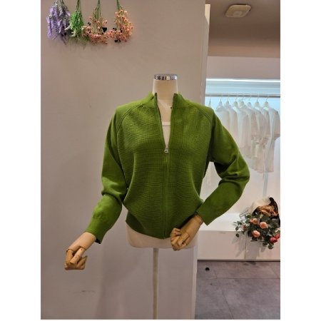 하이넥 와플 집업 가디건