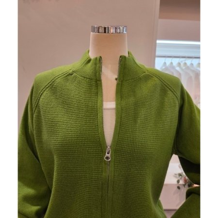 하이넥 와플 집업 가디건