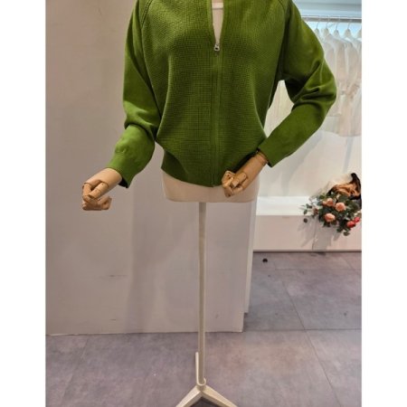 하이넥 와플 집업 가디건