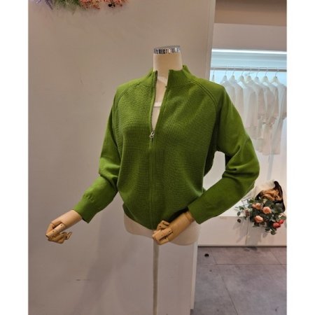 하이넥 와플 집업 가디건