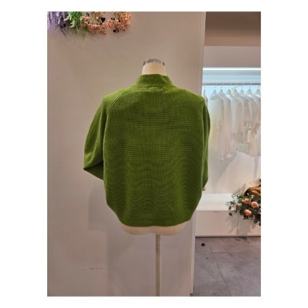 하이넥 와플 집업 가디건