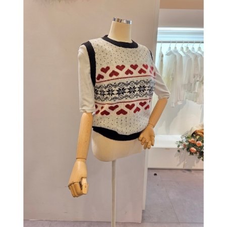 미니 하트 라운드 니트베스트