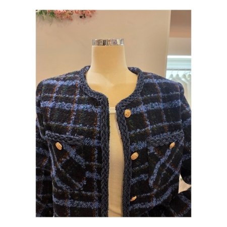 노카라 체크 트위드 자켓