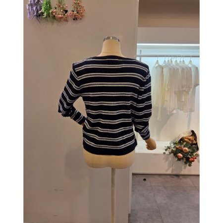 스트라이프 끈 탑 가디건 세트