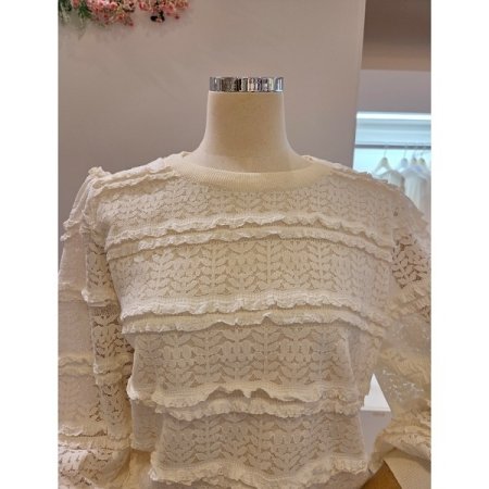 프릴 레이스 라운드 니트