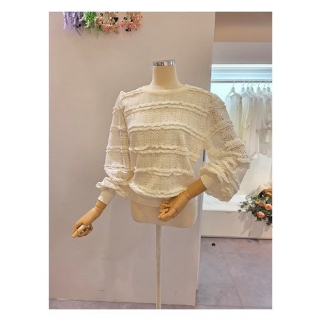 프릴 레이스 라운드 니트