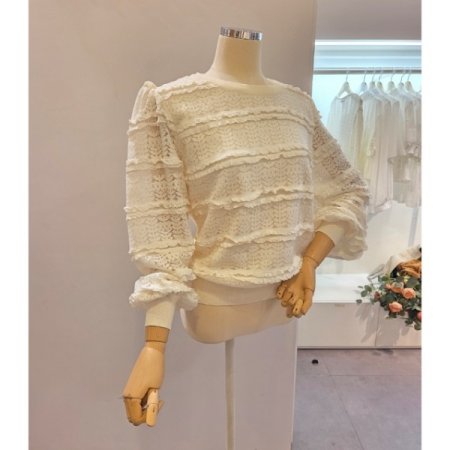 프릴 레이스 라운드 니트