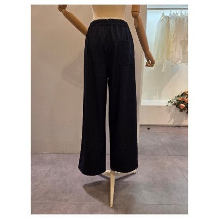 밴딩 청 통 와이드 팬츠