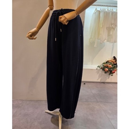 옆 스티치 포인트 밴딩 팬츠