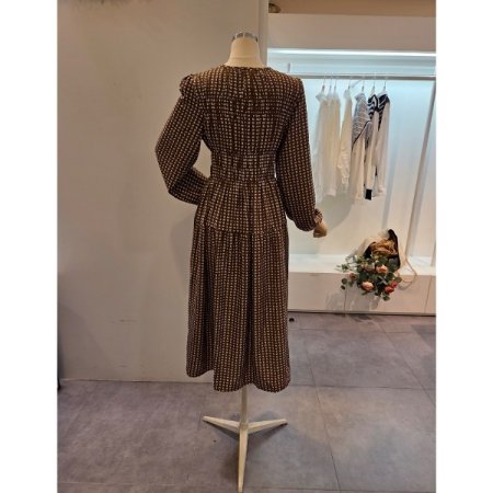 라운드 패턴 밴딩 롱 원피스