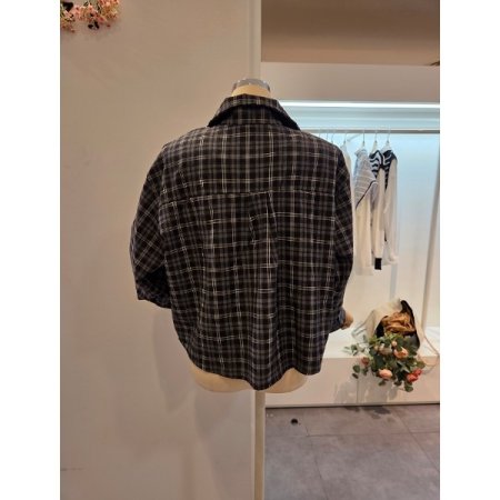 체크 셔츠 탑 세트