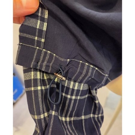 스트링 카라 체크 셔츠