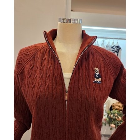 베어 자수 집업 가디건