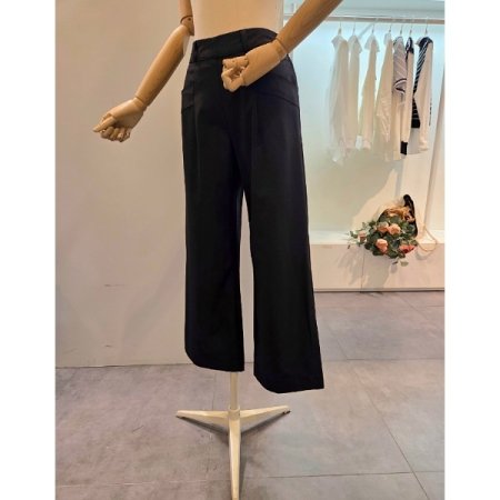 뒷밴딩 사선 포켓 와이드팬츠