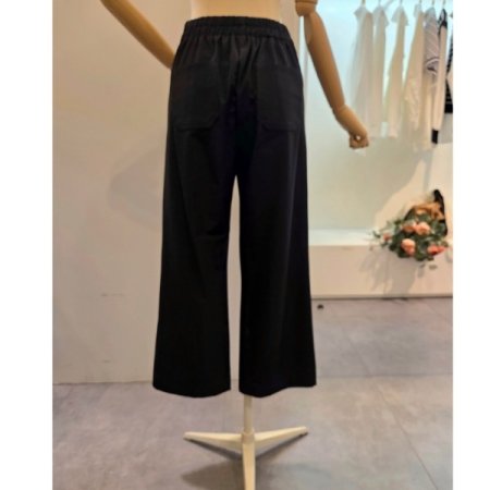 뒷밴딩 사선 포켓 와이드팬츠