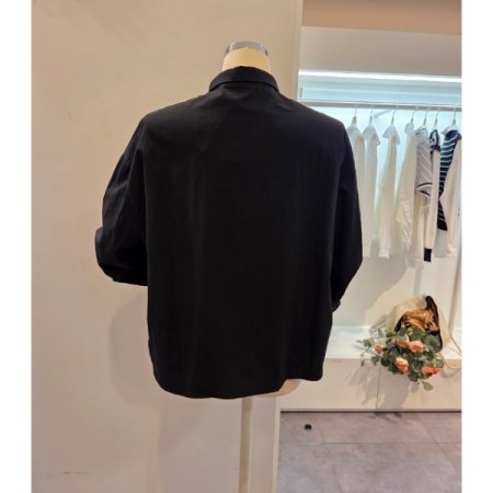 프린트 배색 카라 셔츠