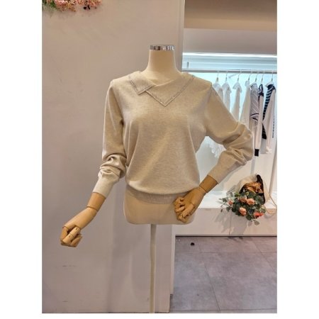 언발 넥 글리터 니트