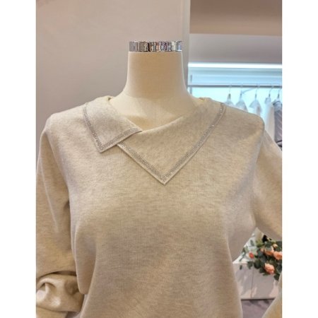 언발 넥 글리터 니트