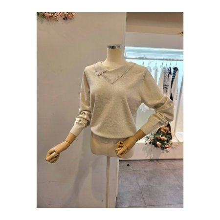 언발 넥 글리터 니트