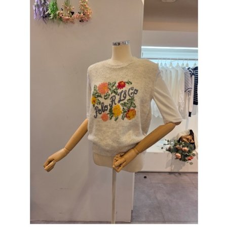 컬러 플라워 니트 베스트