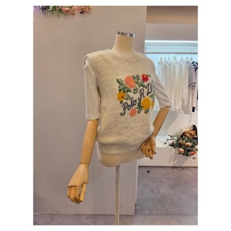 컬러 플라워 니트 베스트