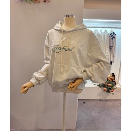 레터링 앞 포켓 후드 티셔츠