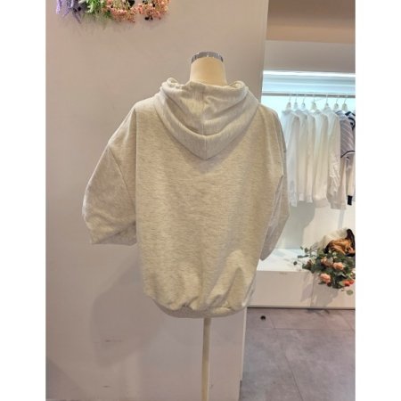 레터링 앞 포켓 후드 티셔츠