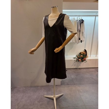 브이넥 레자 원피스