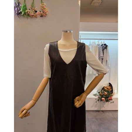 브이넥 레자 원피스