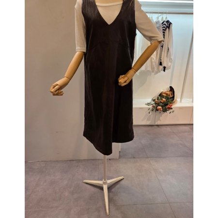 브이넥 레자 원피스