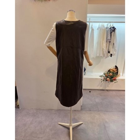 브이넥 레자 원피스