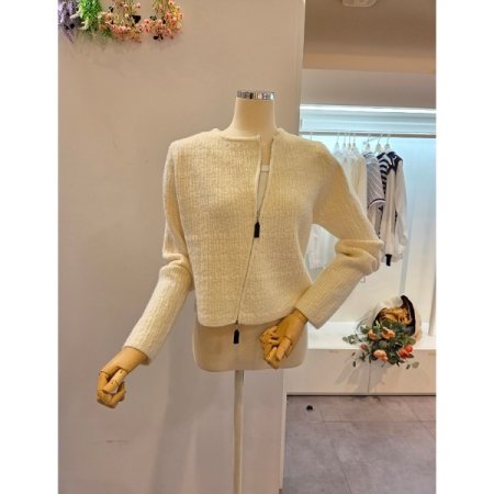 사선 집업 니트 가디건