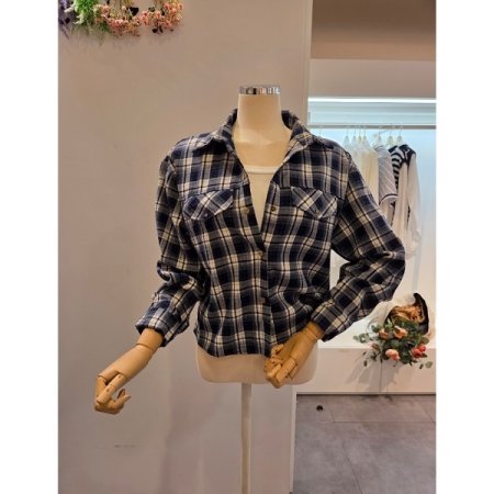 체크 페이크 포켓 셔츠