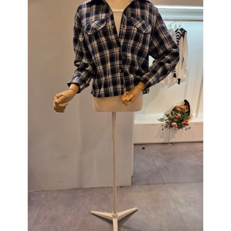 체크 페이크 포켓 셔츠