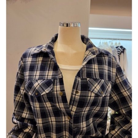 체크 페이크 포켓 셔츠