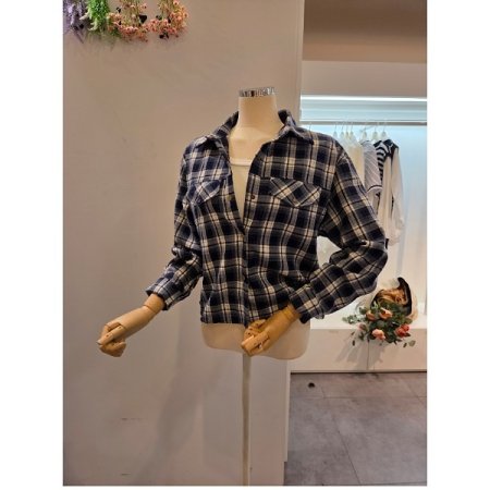 체크 페이크 포켓 셔츠