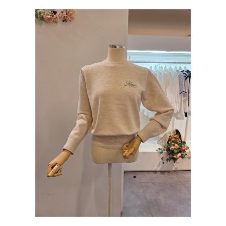 레터링 라운드 와플 니트